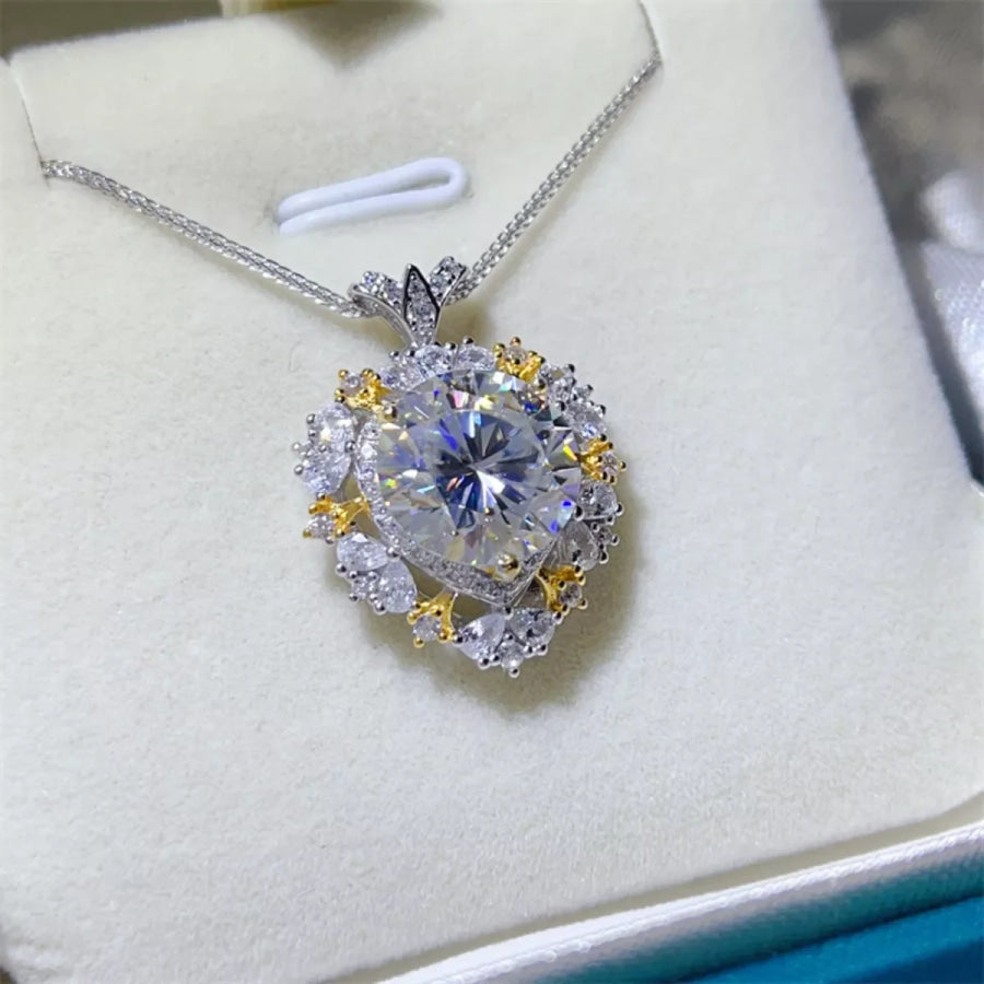 5 Carat Moissanite 925 Sterling Silver Necklace Silver / One Size Apparel and Accessories