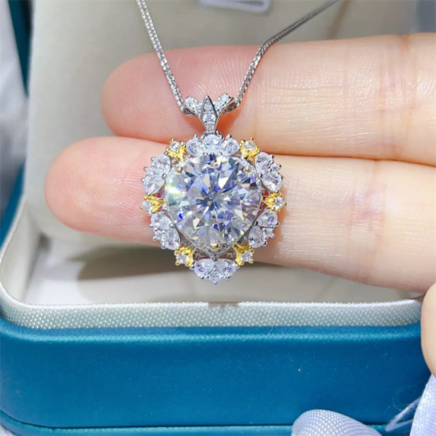 5 Carat Moissanite 925 Sterling Silver Necklace Silver / One Size Apparel and Accessories