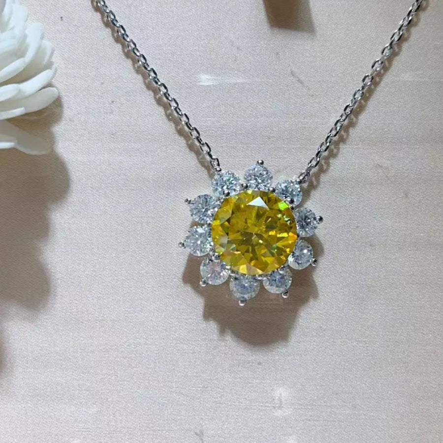 5 Carat Moissanite 925 Sterling Silver Pendant Necklace Light Yellow / One Size Apparel and Accessories