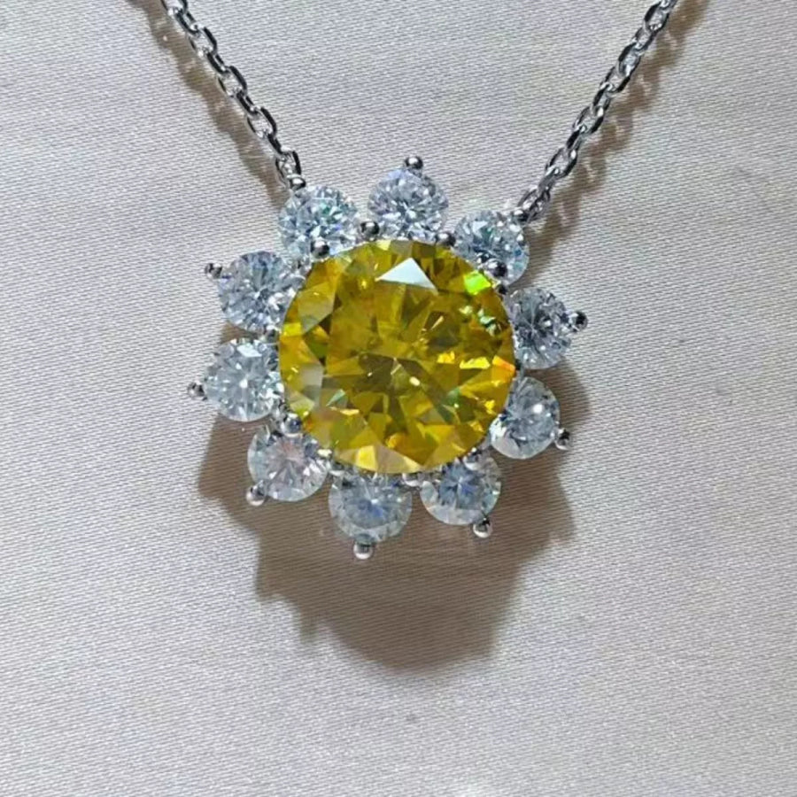 5 Carat Moissanite 925 Sterling Silver Pendant Necklace Light Yellow / One Size Apparel and Accessories
