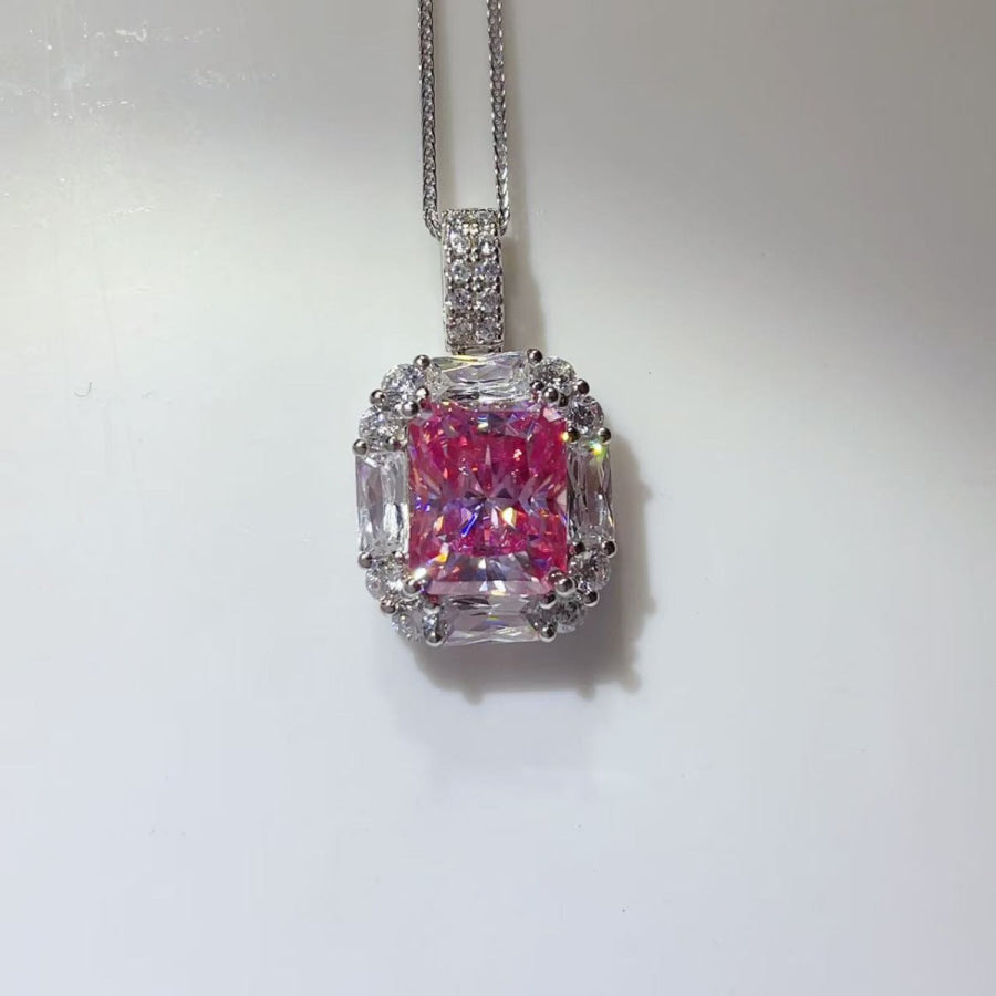 5 Carat Moissanite 925 Sterling Silver Pendant Necklace Silver / One Size Apparel and Accessories