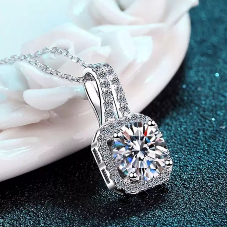 5 Carat Moissanite 925 Sterling Silver Pendant Necklace Silver / onesize Apparel and Accessories