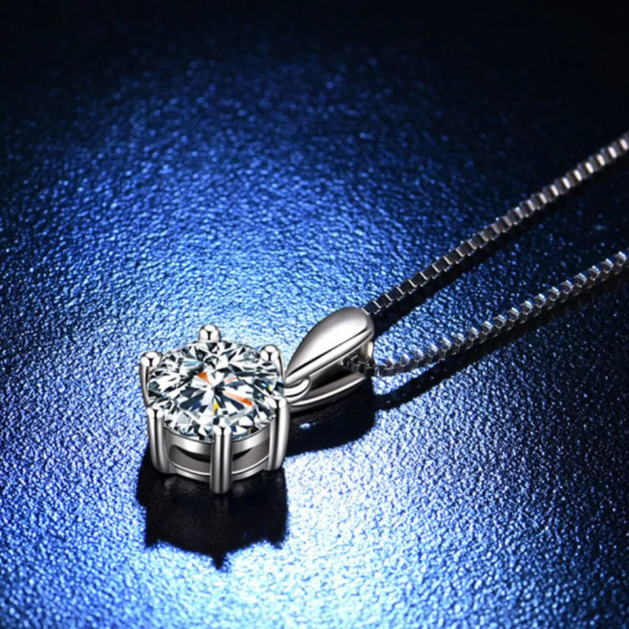 5 Carat Moissanite 925 Sterling Silver Pendant Necklace Silver / onesize Apparel and Accessories