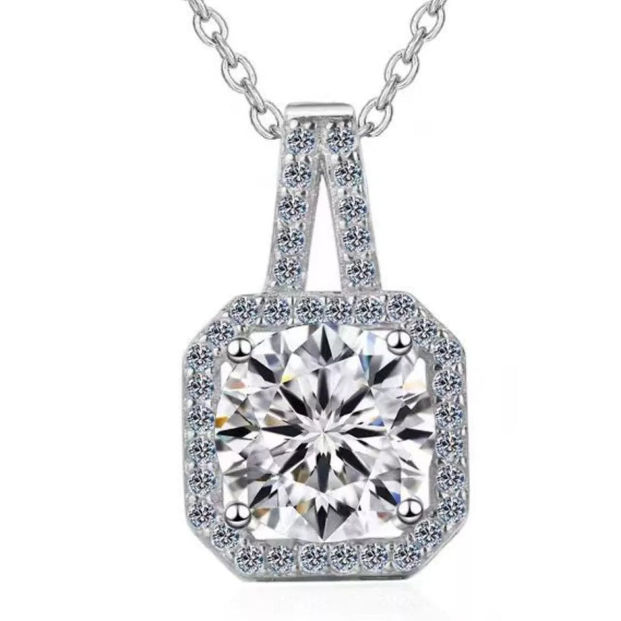 5 Carat Moissanite 925 Sterling Silver Pendant Necklace Silver / onesize Apparel and Accessories