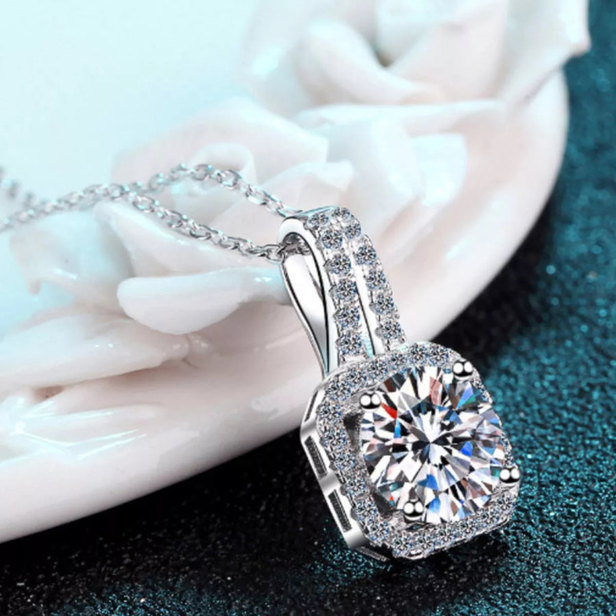 5 Carat Moissanite 925 Sterling Silver Pendant Necklace Silver / onesize Apparel and Accessories