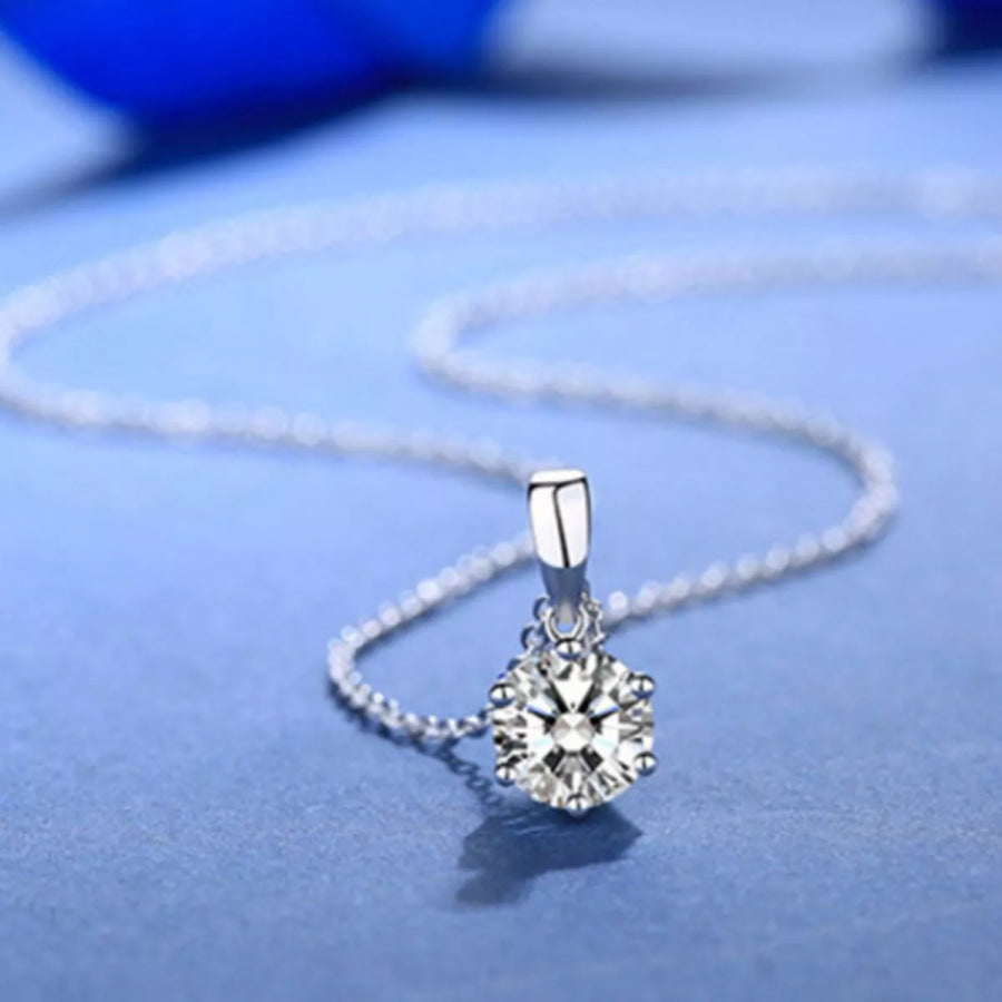 5 Carat Moissanite 925 Sterling Silver Pendant Necklace Silver / onesize Apparel and Accessories
