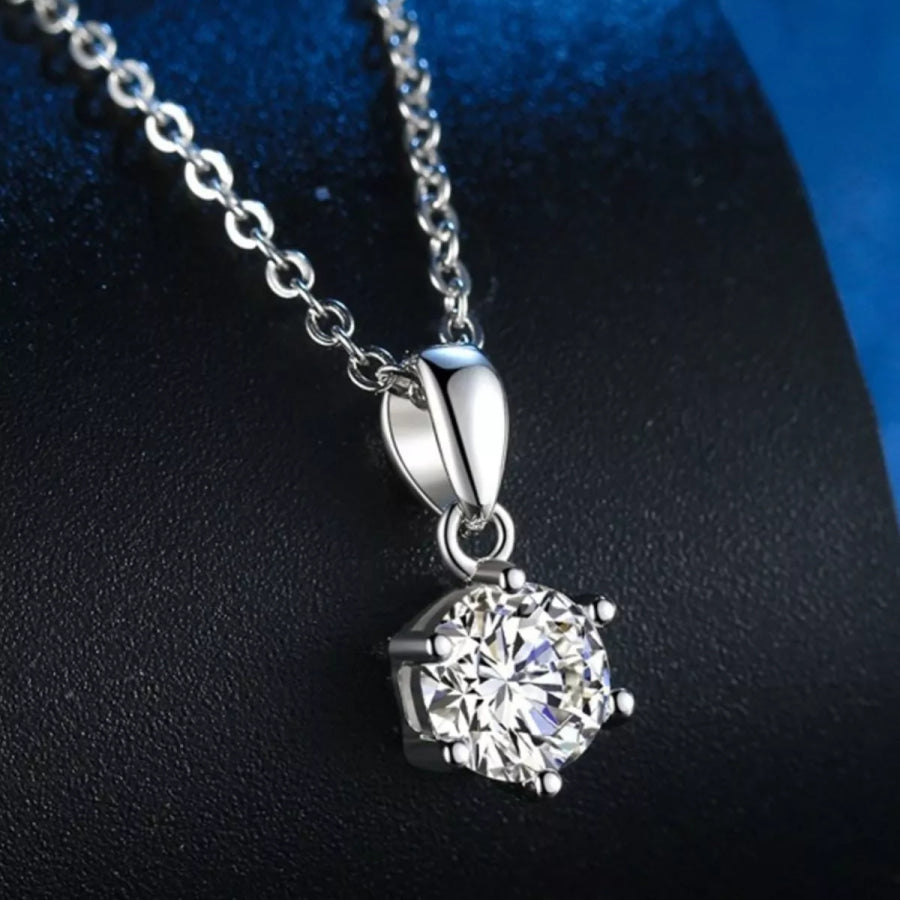 5 Carat Moissanite 925 Sterling Silver Pendant Necklace Silver / onesize Apparel and Accessories