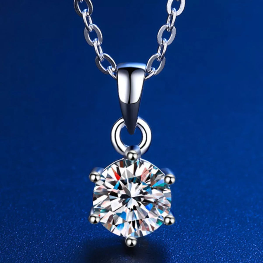 5 Carat Moissanite 925 Sterling Silver Pendant Necklace Silver / onesize Apparel and Accessories