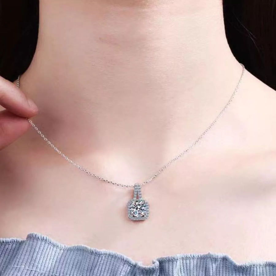 5 Carat Moissanite 925 Sterling Silver Pendant Necklace Silver / onesize Apparel and Accessories