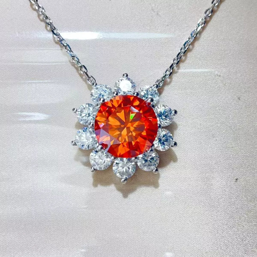 5 Carat Moissanite 925 Sterling Silver Pendant Necklace Orange / One Size Apparel and Accessories