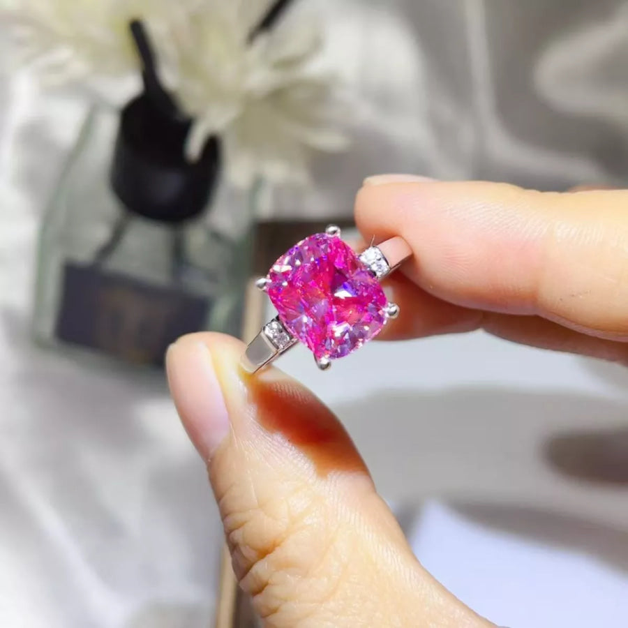 5 Carat Moissanite 925 Sterling Silver Ring Silver / 4.5 Apparel and Accessories