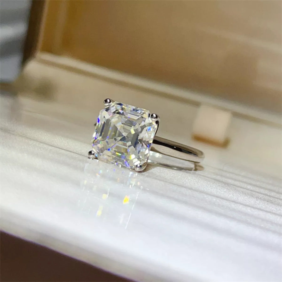 5 Carat Moissanite 925 Sterling Silver Ring Silver / 4.5 Apparel and Accessories