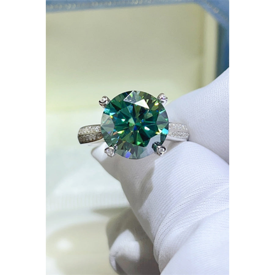 5 Carat Moissanite 925 Sterling Silver Ring Dark Green / 5 Apparel and Accessories