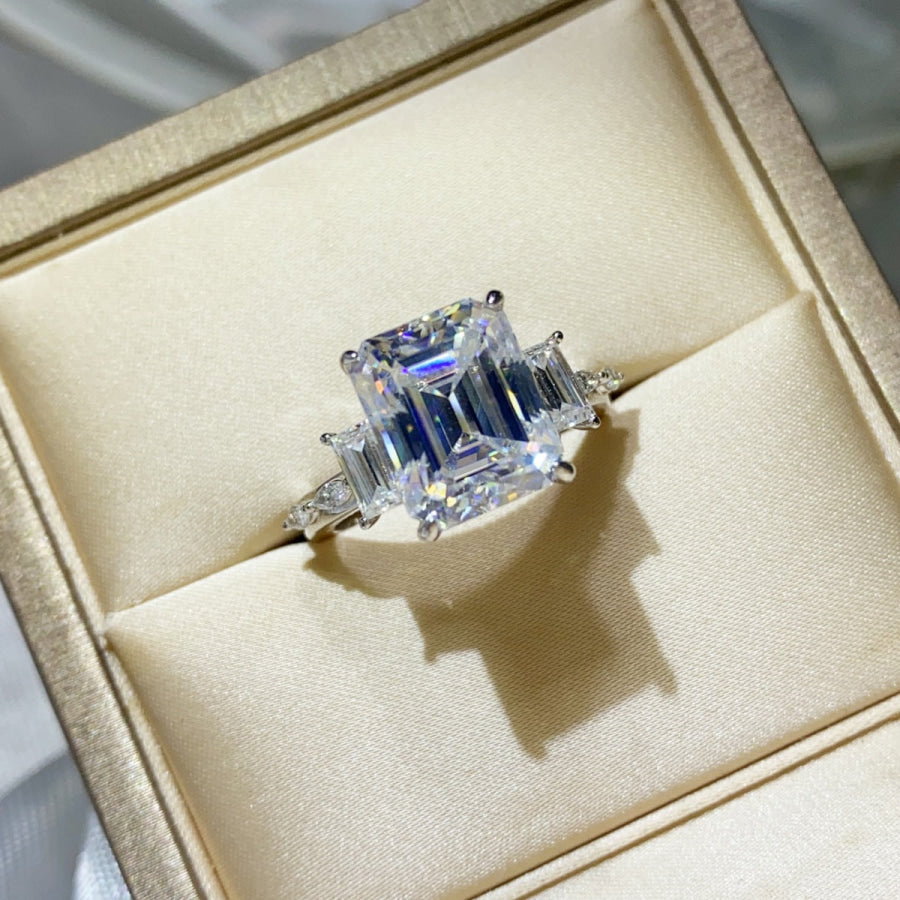 5 Carat Moissanite 925 Sterling Silver Ring Silver / 5 Apparel and Accessories