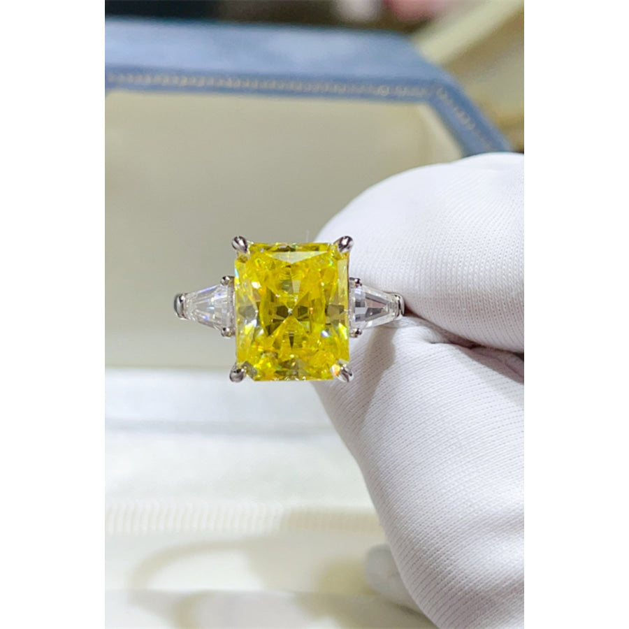 5 Carat Moissanite 925 Sterling Silver Ring Canary Yellow / 5 Apparel and Accessories