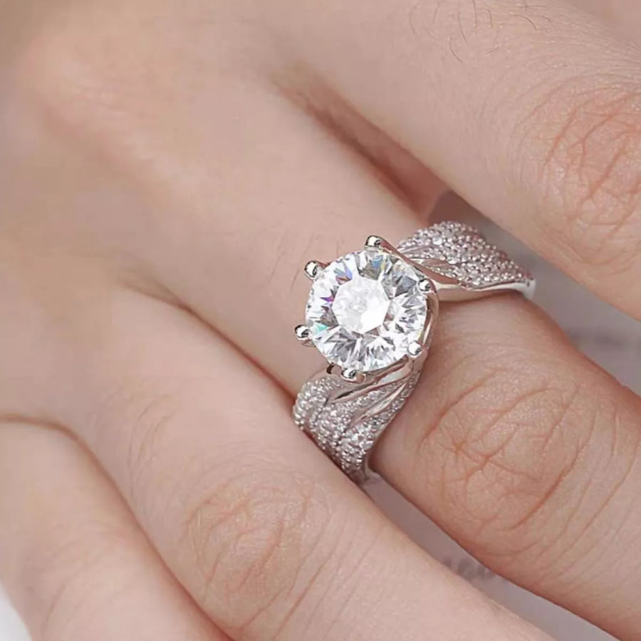 5 Carat Moissanite 925 Sterling Silver Ring Silver / 5 Apparel and Accessories