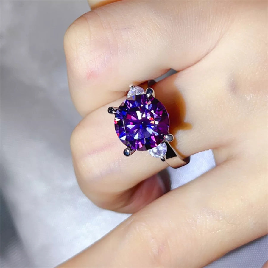 5 Carat Moissanite 925 Sterling Silver Ring Heliotrope Purple / 4.5 Apparel and Accessories