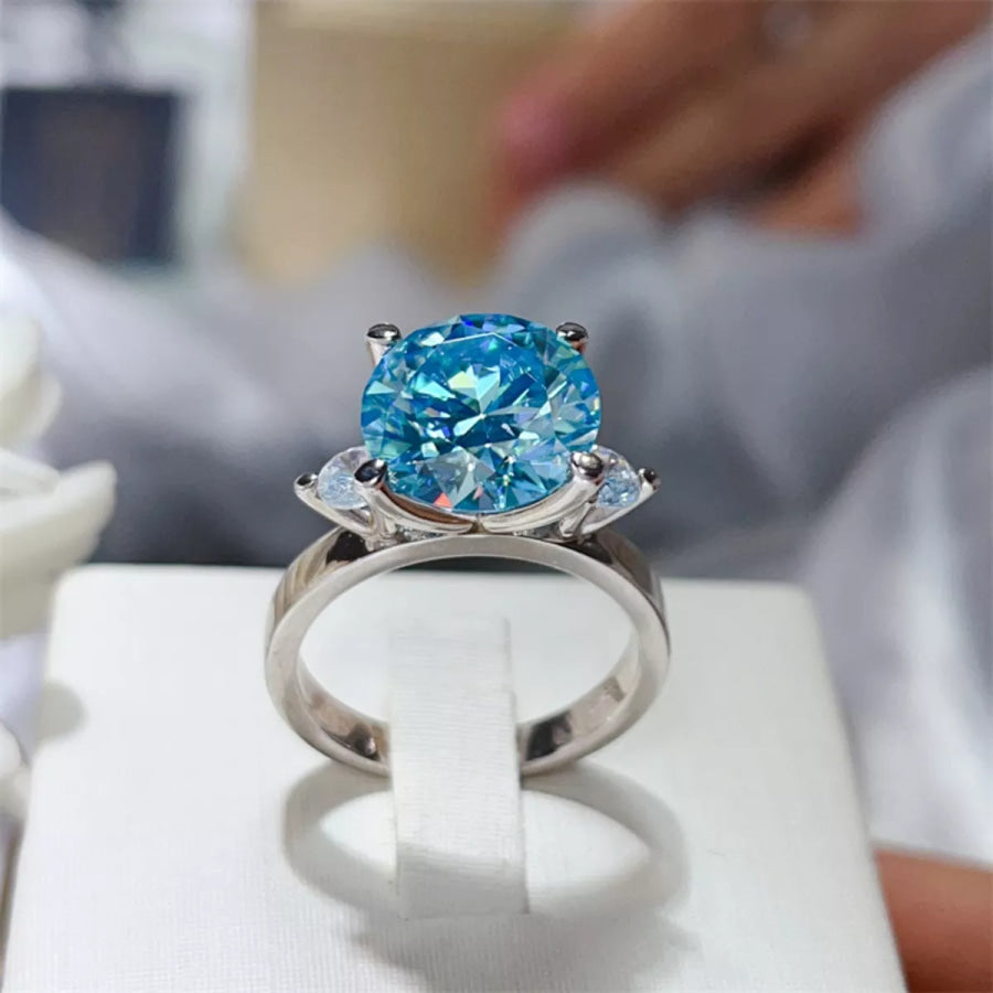 5 Carat Moissanite 925 Sterling Silver Ring Blue / 4.5 Apparel and Accessories