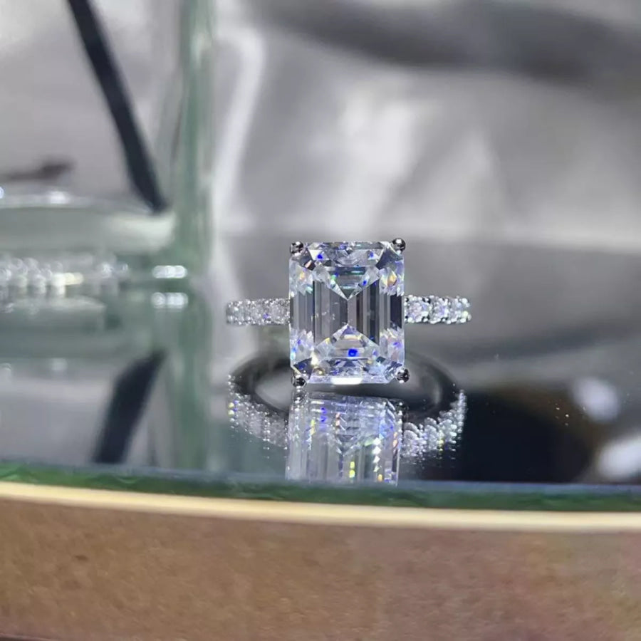 5 Carat Moissanite 925 Sterling Silver Ring Silver / 5 Apparel and Accessories