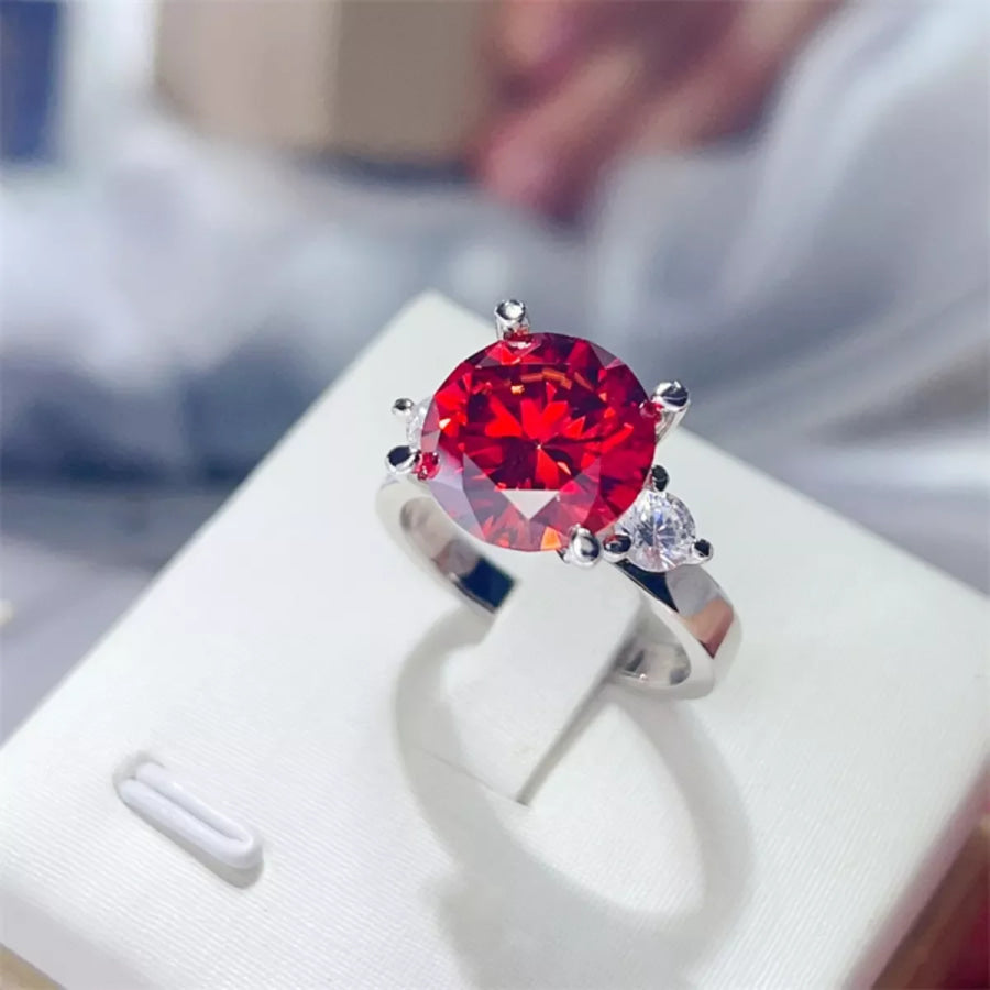 5 Carat Moissanite 925 Sterling Silver Ring Red / 4.5 Apparel and Accessories