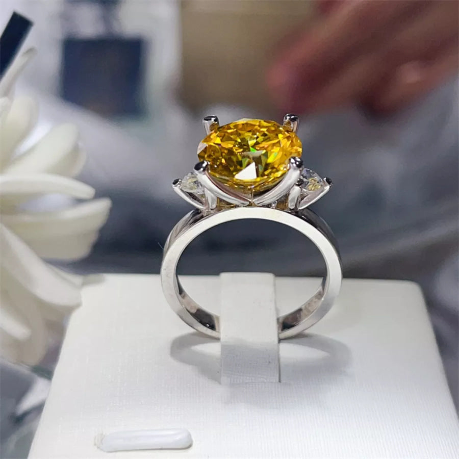 5 Carat Moissanite 925 Sterling Silver Ring Gold / 4.5 Apparel and Accessories