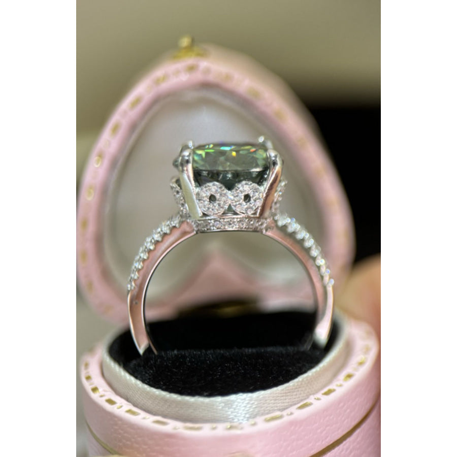 5 Carat Moissanite 925 Sterling Silver Ring Dark Green / 5 Apparel and Accessories