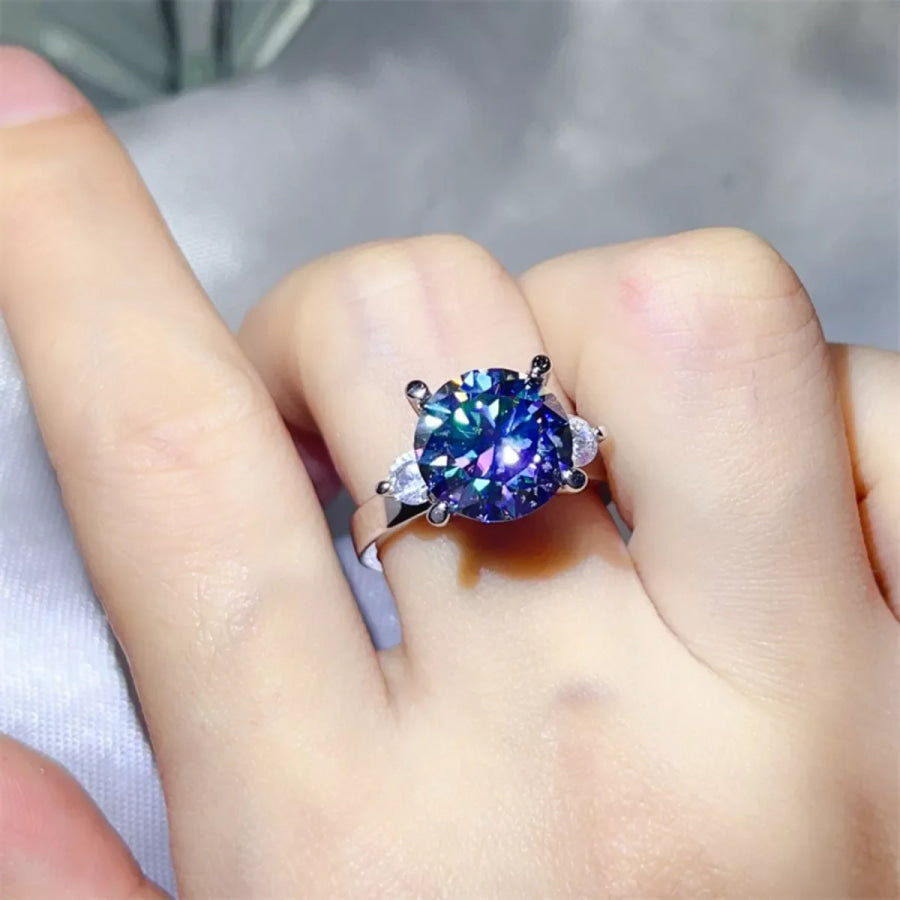 5 Carat Moissanite 925 Sterling Silver Ring Blue / 4.5 Apparel and Accessories