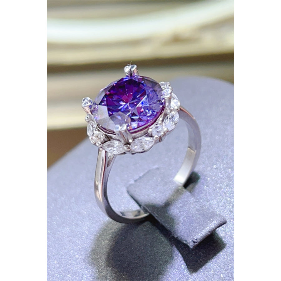 5 Carat Moissanite 925 Sterling Silver Ring Violet / 5 Apparel and Accessories