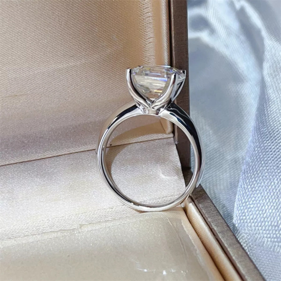 5 Carat Moissanite 925 Sterling Silver Ring Silver / 4.5 Apparel and Accessories