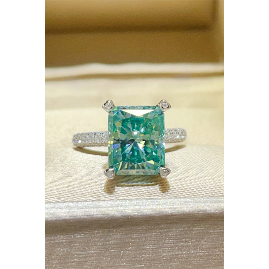 5 Carat Moissanite 925 Sterling Silver Ring Teal / 5 Apparel and Accessories