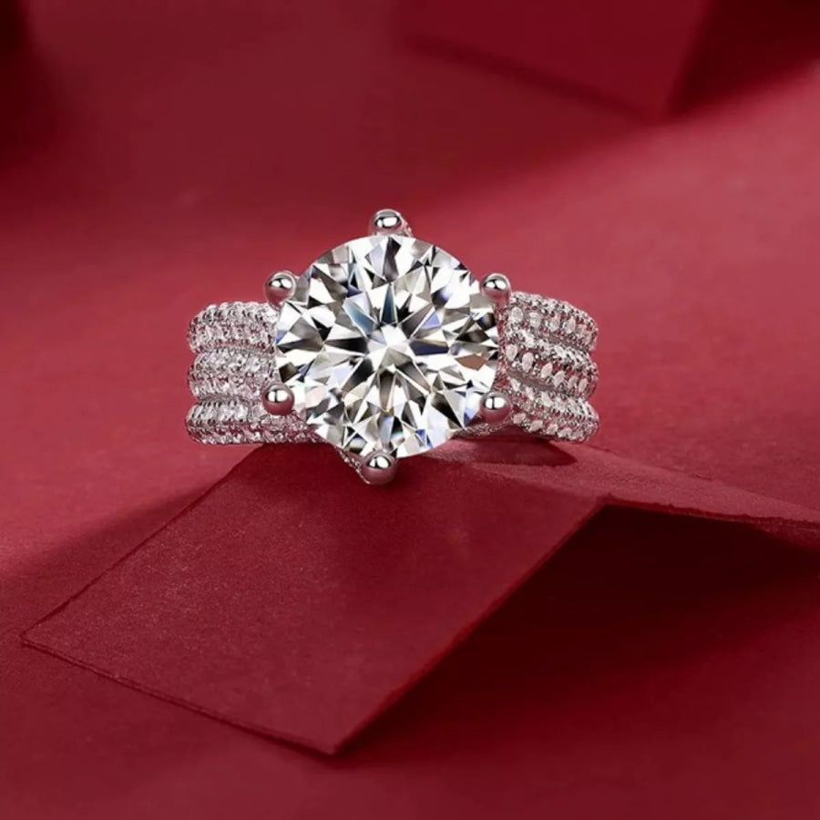 5 Carat Moissanite 925 Sterling Silver Ring Silver / 5 Apparel and Accessories