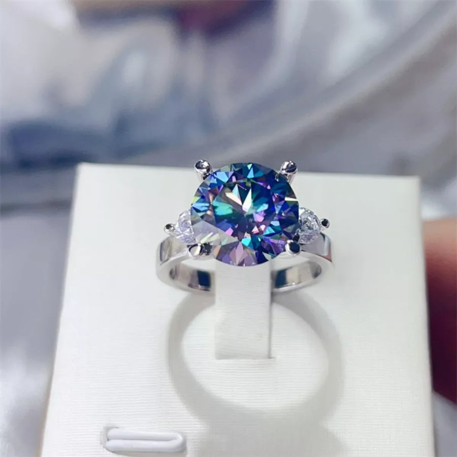 5 Carat Moissanite 925 Sterling Silver Ring Blue / 4.5 Apparel and Accessories