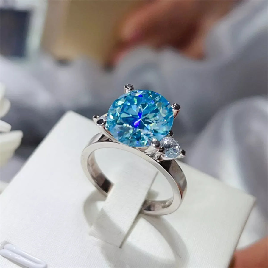 5 Carat Moissanite 925 Sterling Silver Ring Blue / 4.5 Apparel and Accessories