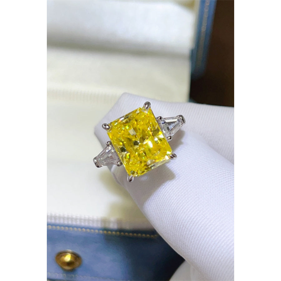 5 Carat Moissanite 925 Sterling Silver Ring Canary Yellow / 5 Apparel and Accessories