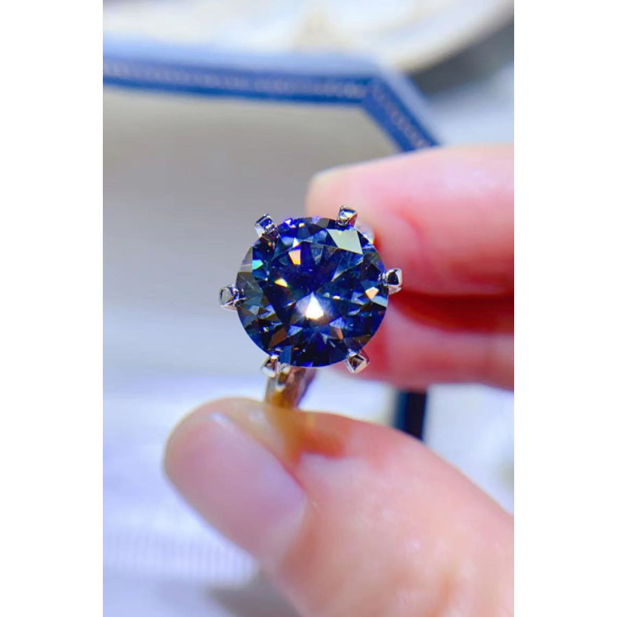 5 Carat Moissanite 925 Sterling Silver Ring Cobalt Blue / 4.5