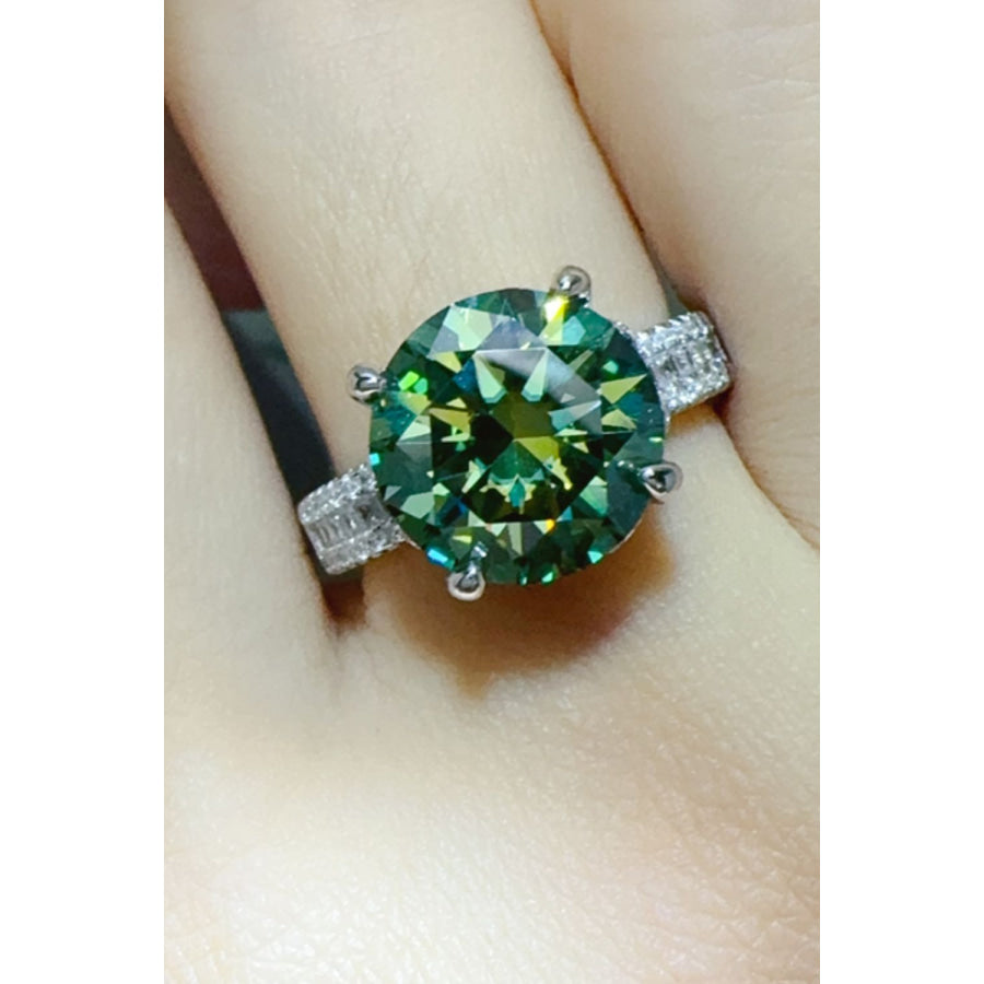 5 Carat Moissanite 925 Sterling Silver Ring Dark Green / 5 Apparel and Accessories