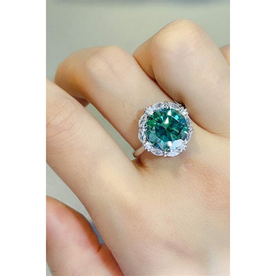 5 Carat Moissanite 925 Sterling Silver Ring Dark Green / 5 Apparel and Accessories