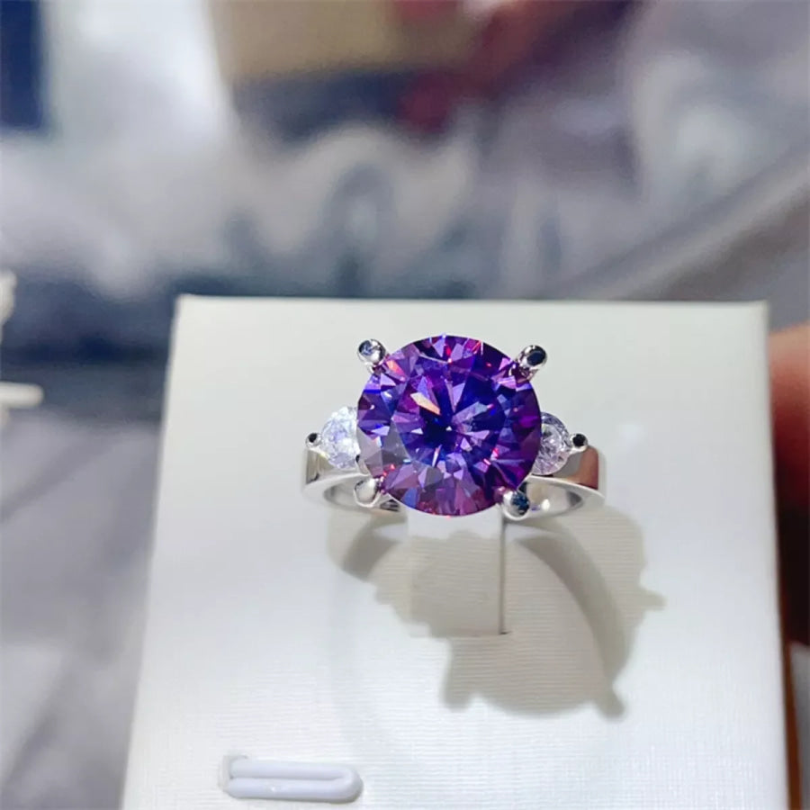 5 Carat Moissanite 925 Sterling Silver Ring Heliotrope Purple / 4.5 Apparel and Accessories
