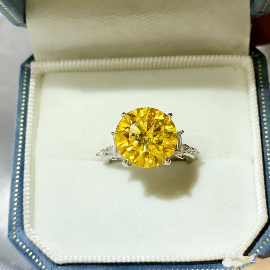 5 Carat Moissanite 925 Sterling Silver Ring Light Yellow / 4.5 Apparel and Accessories