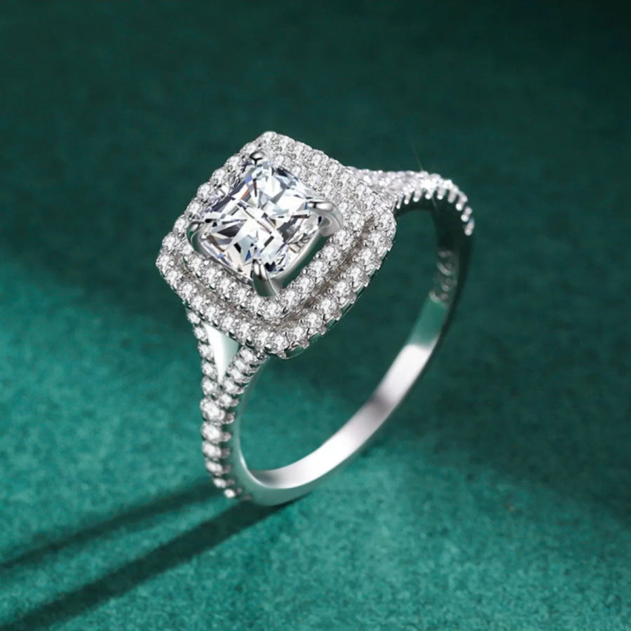 5 Carat Moissanite 925 Sterling Silver Ring Silver / One Size Apparel and Accessories
