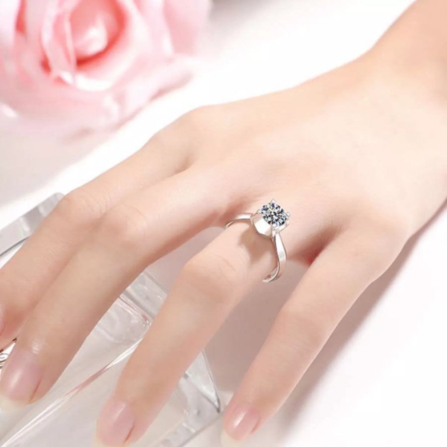 5 Carat Moissanite 925 Sterling Silver Ring Silver / One Size Apparel and Accessories