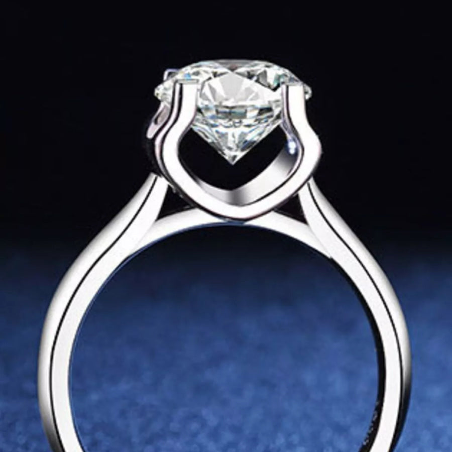 5 Carat Moissanite 925 Sterling Silver Ring Silver / One Size Apparel and Accessories
