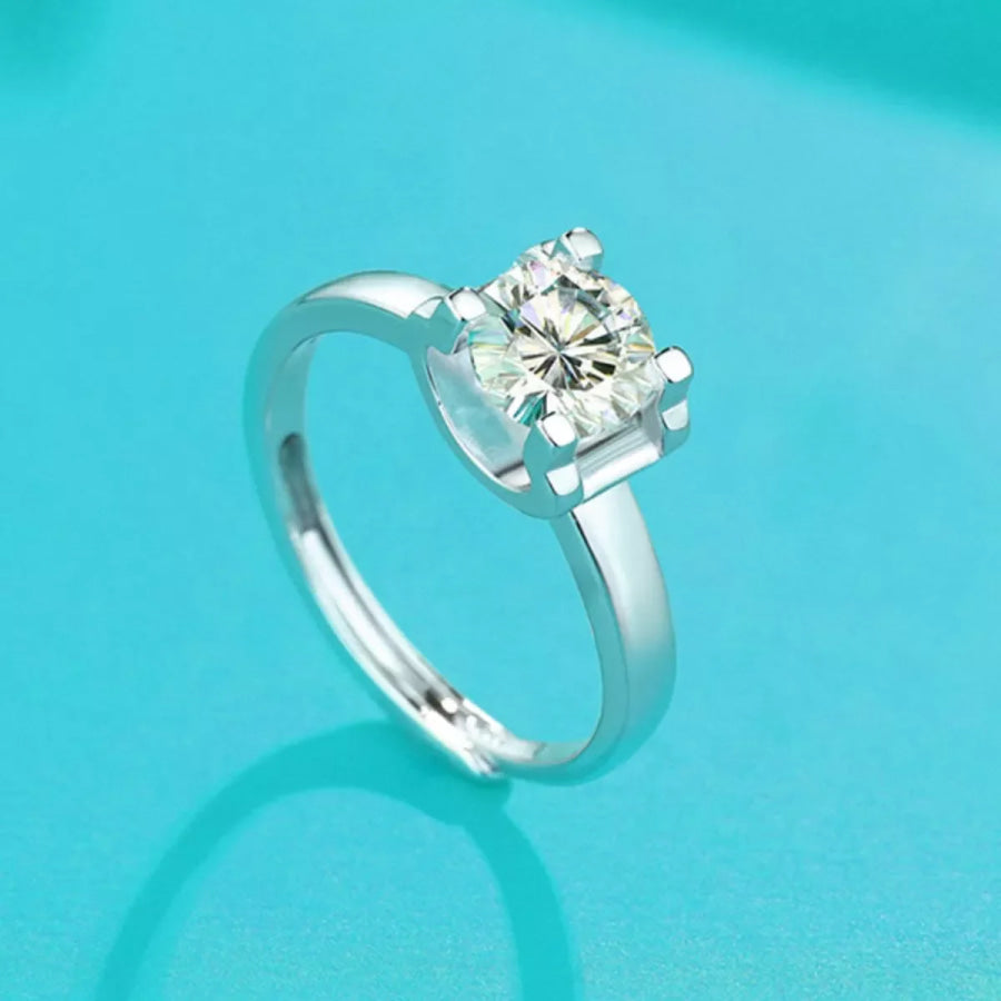 5 Carat Moissanite 925 Sterling Silver Ring Silver / One Size Apparel and Accessories