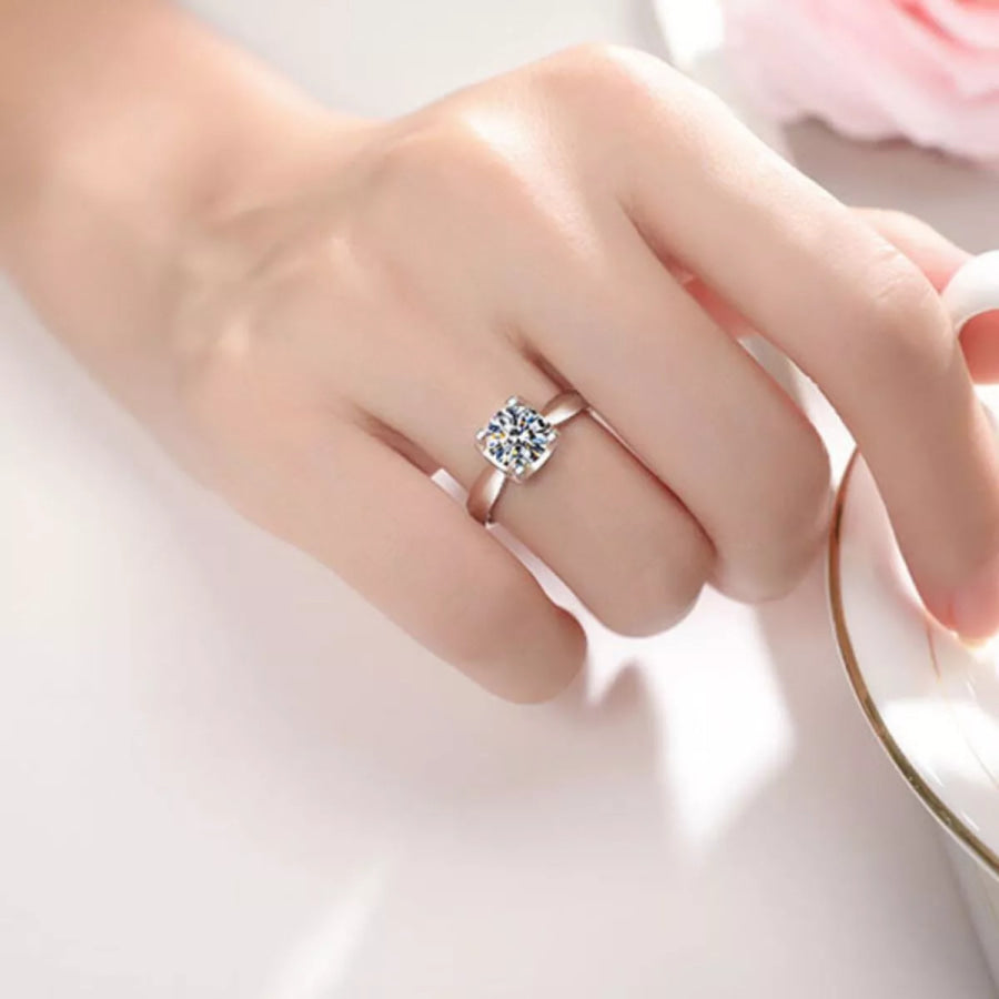 5 Carat Moissanite 925 Sterling Silver Ring Silver / One Size Apparel and Accessories