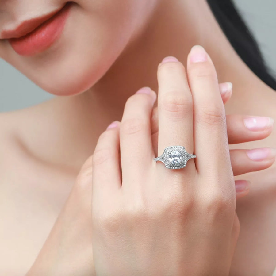 5 Carat Moissanite 925 Sterling Silver Ring Silver / One Size Apparel and Accessories