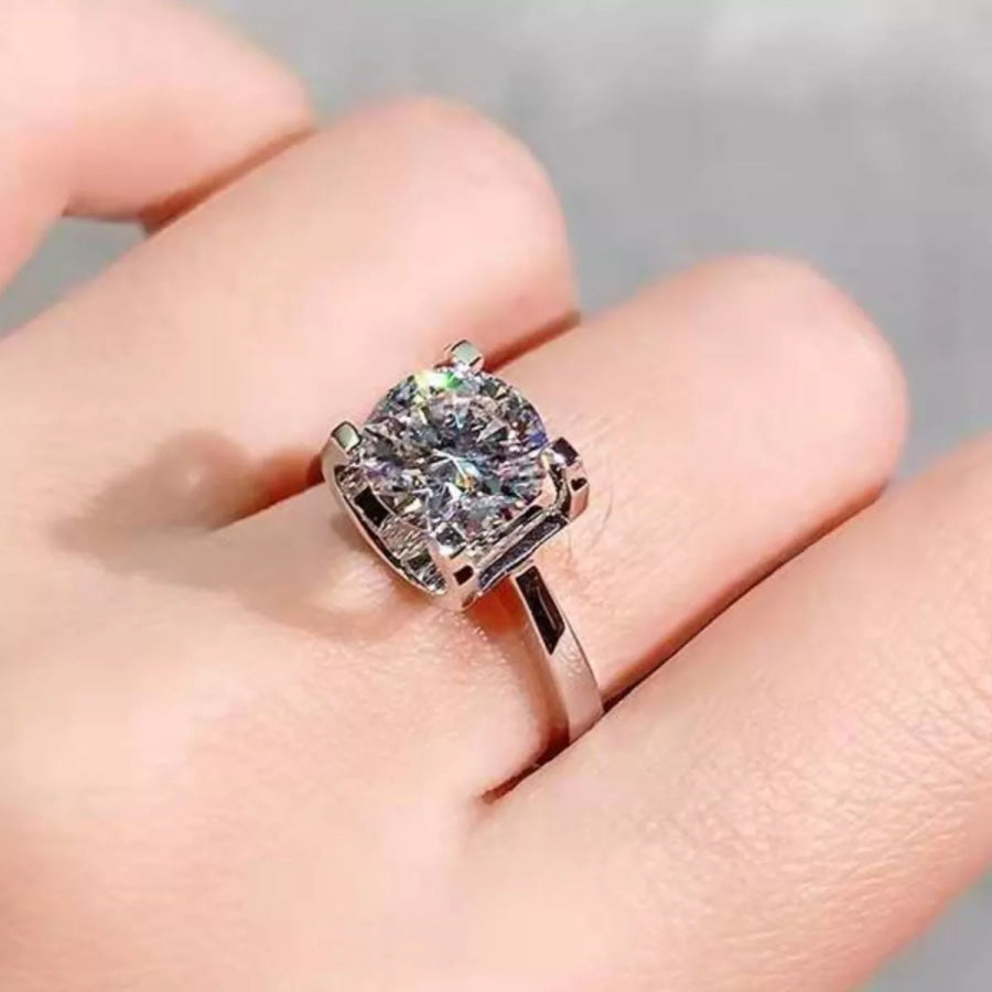 5 Carat Moissanite 925 Sterling Silver Ring Silver / One Size Apparel and Accessories