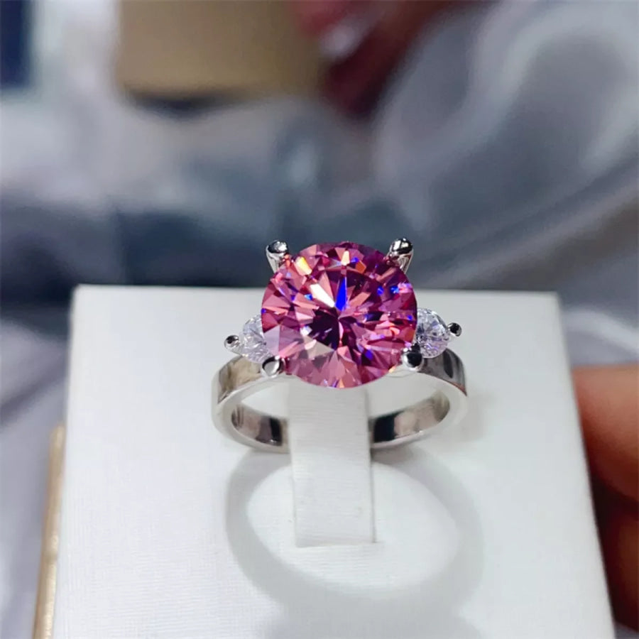 5 Carat Moissanite 925 Sterling Silver Ring Pink / 4.5 Apparel and Accessories