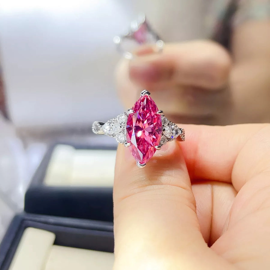 5 Carat Moissanite 925 Sterling Silver Ring Pink / 4.5 Apparel and Accessories