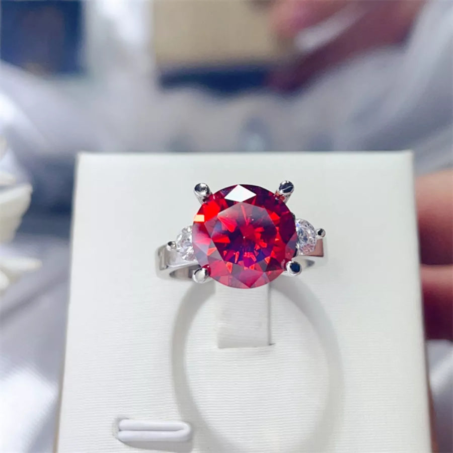 5 Carat Moissanite 925 Sterling Silver Ring Red / 4.5 Apparel and Accessories