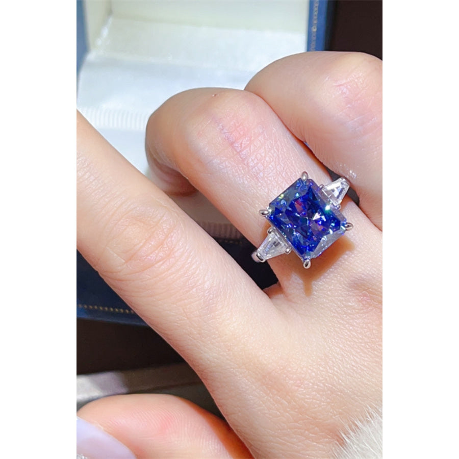 5 Carat Moissanite 925 Sterling Silver Ring Royal Blue / 5 Apparel and Accessories